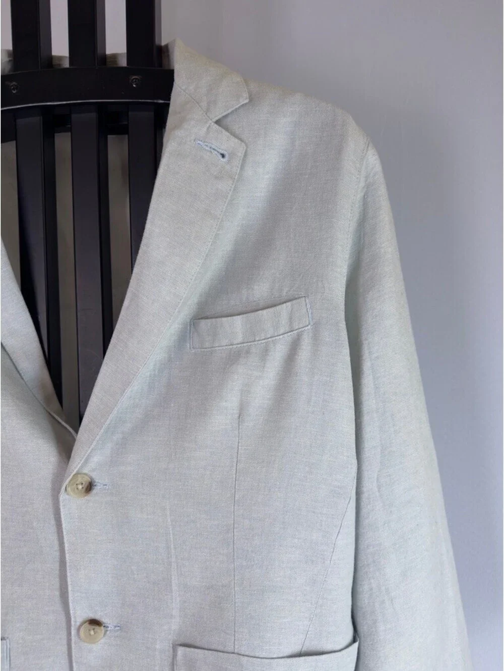 Saks Fifth Avenue Linen Blazer Medium Light Blue Gray Sport Coat